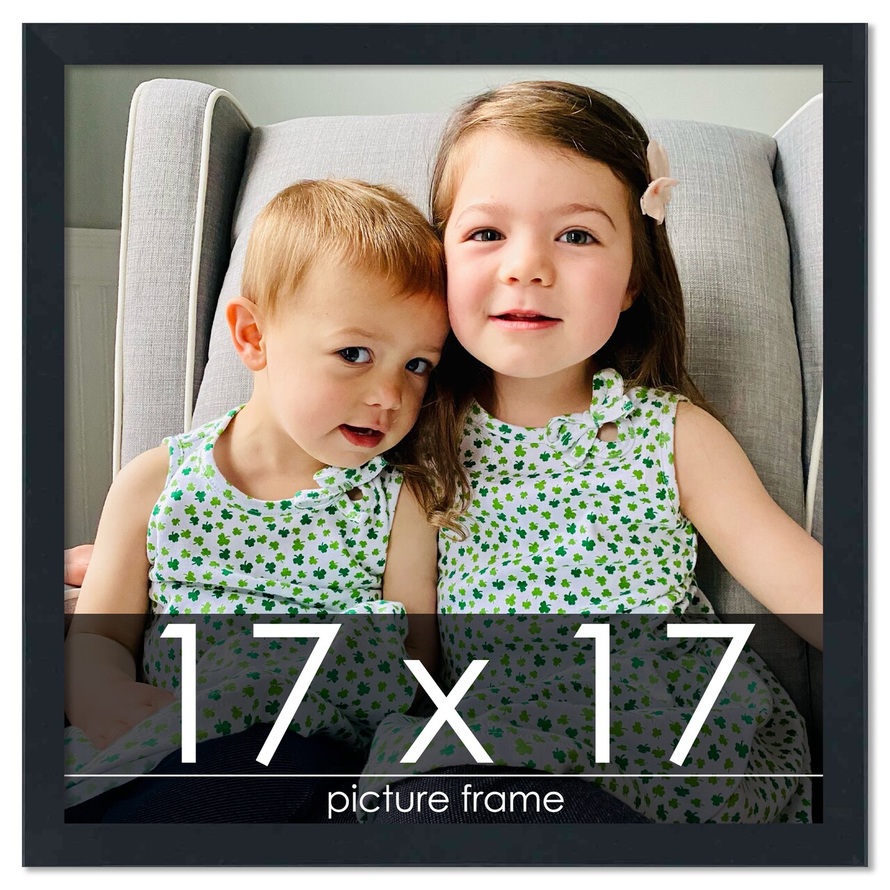 Square Slim Profile Black Picture Frame - UV Acrylic, Foam Board Backing, Hanging Hardware